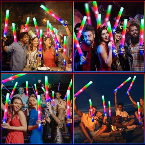 150 PCS Led Foam Sticks, Bulk Glow Sticks with 3 Colors Flashing, Light Up Baton Wands for Kids, Glow Sticks Party Supplies for party, Wedding, Raves, Concert, Camping, Sporting Events