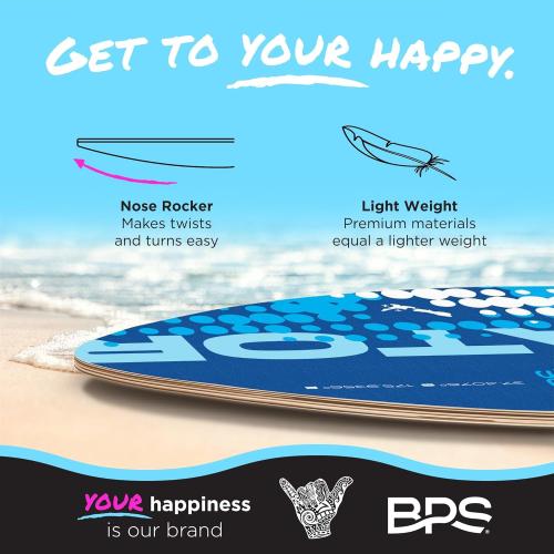 BPS New Zealand ‘Gator’ Skimboard with Colored EVA Grip Pad and High Gloss Clear Coat Wooden Skim Boards for Kids and Adults | Choose from 3 Sizes and Traction Pad Color