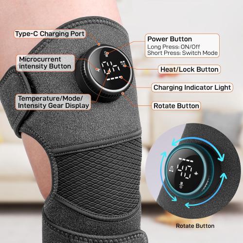 8 Modes & 20 Intensities Cordless Heated Knee Massager,Knee Brace for Arthritis Pain Relief,Muscle Relaxation,Heating Pad for Knee Shoulder Elbow
