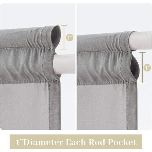 MIULEE Non-See-Through French Door Curtains for Door Window, Privacy Light Filtering Sheer Curtains for Decoration, Window Drapes with Rod Pocket and Tie Back, Grey, 26 x 72 inches, 2 Panels