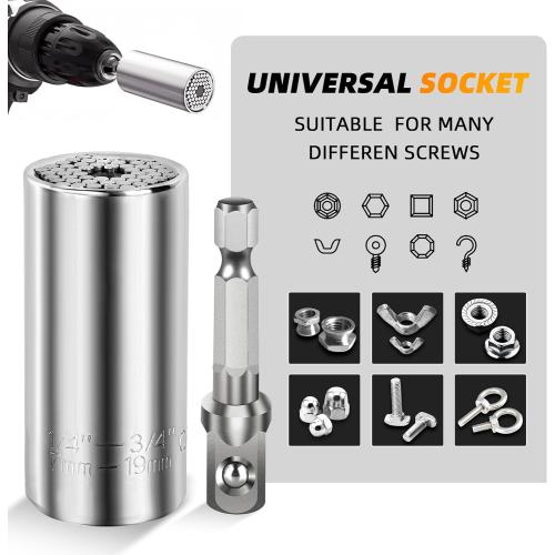 Fathers Day Dad Gifts from Daughter Son Wife Super Universal Socket Tools Gifts for Mens Grip Socket Set with Power Drill Adapter Cool Tools Gadgets for Dad Valentines Day Gifts (1)