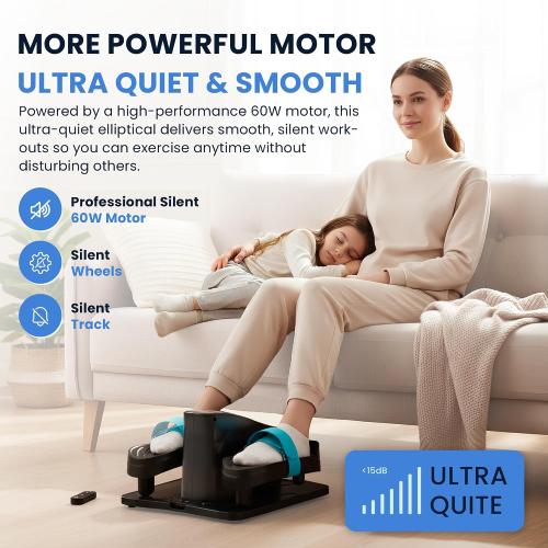 Under Desk Elliptical Machine – Electric Seated Pedal Exerciser for Seniors & Adults, Quiet Ellipse Leg Exerciser with 12-Speed Corded Electric Control, Remote, LCD Foot Pedals for Home Office Workout
