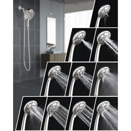 Shower Heads with Handheld Spray Combo: 7.2 Rainfall Shower Head & Handheld Shower Head 2-IN-1 Shower Head with 60 Rotatable Stainless Steel Hose Nickel, Shower Trim Systems