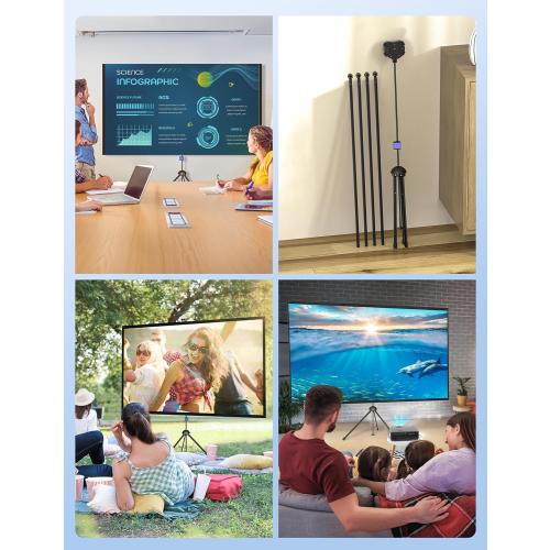 Projector Screen with Stand, Paris RHÔNE 100-inch Outdoor Indoor Projector Screen 16:9 4K HD PVC, 1.5 Gain Portable Wrinkle-Free Movie Screen for Home Backyard Theater with Carry Bag, Ground Nails