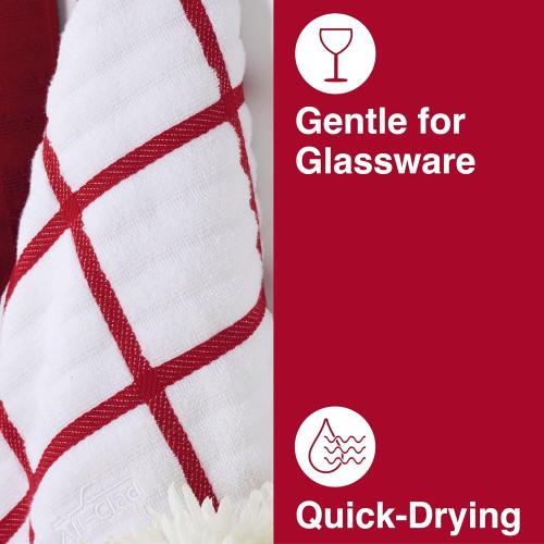 All-Clad Checked Kitchen Towel: Highly Absorbent, Super Soft Long Lasting - 100% Cotton, 17x30 Tea Towel for Cleaning & Drying Dishes, Pans, Glassware, or Countertops, (6-Pack), Chili