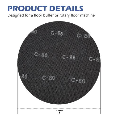 HUAALIUCHE 17-Inch Floor Sanding Screen Discs (30-Pack Variety Kit) | 10x 60 Grit, 10x 80 Grit, 10x 120 Grit | Heavy-Duty Silicon Carbide Mesh for Wood, Concrete, Reusable Buffer Pads