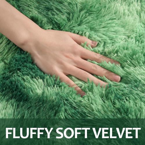 Large Area Rugs for Living Room, Super Soft Fluffy Modern Bedroom Rug, Tie-Dyed Green Indoor Shag Fuzzy Carpets for Girls Kids Nursery Room Home Decor