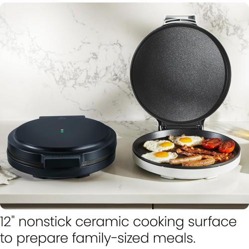 Chefman Everything Maker & Pizza Oven – 1440W Countertop Electric Pizza Maker with 12” Nonstick Cooking Plates, Plus Makes Quesadillas, Omelettes and More, with Indicator Lights and Vertical Storage