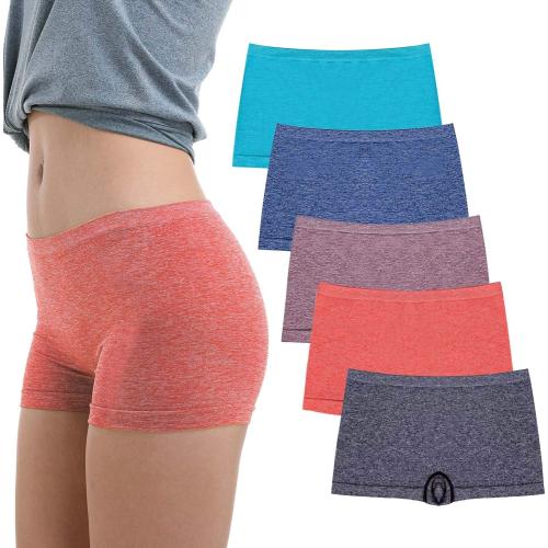Size S/M R RUXIA Women's Boyshort Panties Seamless Nylon Underwear Stretch Boxer Briefs 5 Pack