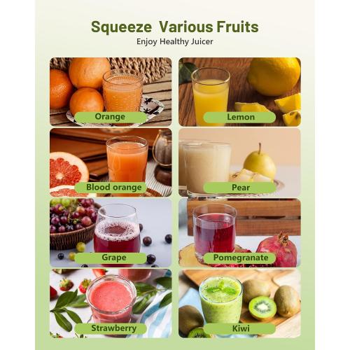 Electric Citrus Juicer, Automatic Orange Juicer Squeezer with Power Cord, Portable Juicer with Cleaning Brush for Lemon, Grapefruit, High Juice Yield, One Touch Operation, Easy to Clean