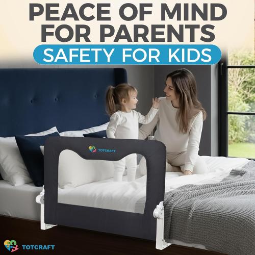 TotCraft Bed Safety Rails for Toddlers - Bed Rail Guard for Queen, King, Full Szie, Twin Mattress Bed (Grey, 35.5W*23.5H Inch (Regular Extra Tall)) ‼️used‼️