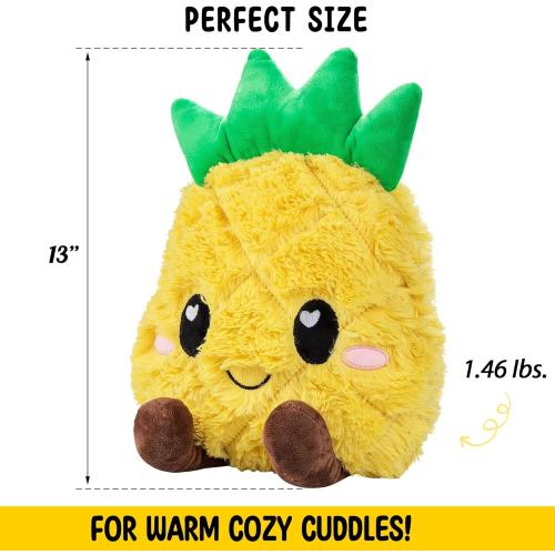 Pineapple Microwavable Unscented Heating Pad for Women and Kids- Cute Soft Cozy Pillow Plush Heatable Warm Stuffed Animals - Kawaii Hot and Cold Plushie Food Toy - Pineapple Gifts for Girls and Boys