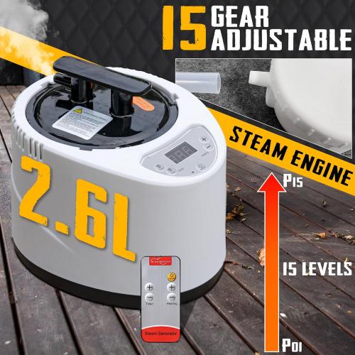 ouluu Portable Sauna with Red Light - Steam Sauna for Home, Folding Chair, Remote Control, 2.6’ x 2.6’ x 6.0’, Black