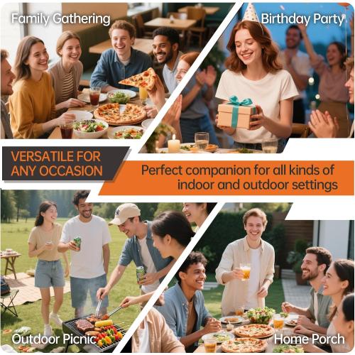 VSOAEIL 6 Foot Folding Table 2 Pack, 6 FT Foldable Plastic Table Heavy Duty | 6 Feet Portable Fold-in-Half Utility Folding Table with Handle for Picnic, Party, Dining, Camping, Indoor & Outdoor, White