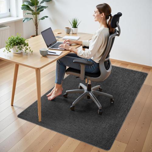 Wansimoo Office Chair Mat for Hardwood and Tile Floor, 36x55 Floor Mat, Heavy Duty Computer Gaming Chair Mat, Anti-Slip, Non- Curve, Desk Chair Mat,Floor Protector for Home Office(Black)