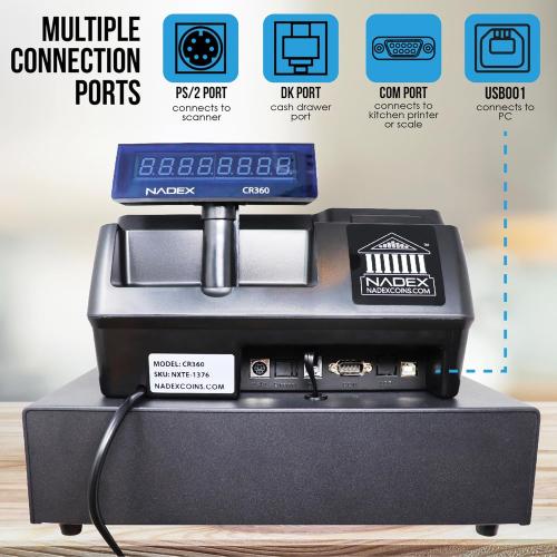 Nadex Coins Thermal-Print Electronic Cash Register, Black, NWHNXTE1376