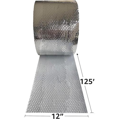 USA Reflective Insulation Roll, Bubble Insulation Roll for Summer Heat, Bubble Pack , 12 Width x 125' Length, Reflective for Colder Climates
