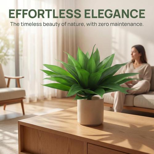 Artificial Agave Plants-Set of 2 Large Fake Agave for Outdoors,Faux Aesthetic Plants for Home Decor, Realistic UV Resistant Fake Agave Plants Without Pot