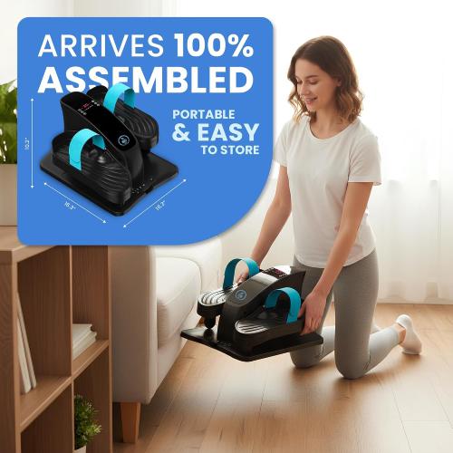Under Desk Elliptical Machine – Electric Seated Pedal Exerciser for Seniors & Adults, Quiet Ellipse Leg Exerciser with 12-Speed Corded Electric Control, Remote, LCD Foot Pedals for Home Office Workout