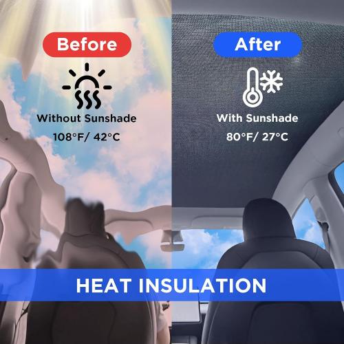 Foldable Sunshade Sunroof Window Shade Accessories Fit for Tesla Model Y 2020-2023, with UV/Heat Insulation Film