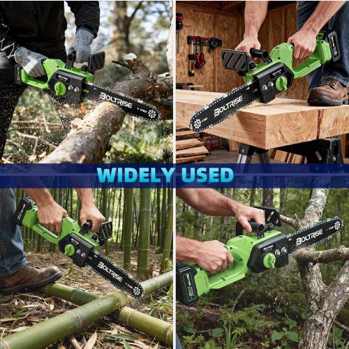 12 Inch Cordless Brushless Electric Chainsaw, 2 × 4.0mAh Batteries & Auto Oiler Security Lock, 32.81FT/S Powered Compact HandHeld Chain Saw, for Tree Trimming, Wood Cutting Garden, Pruning