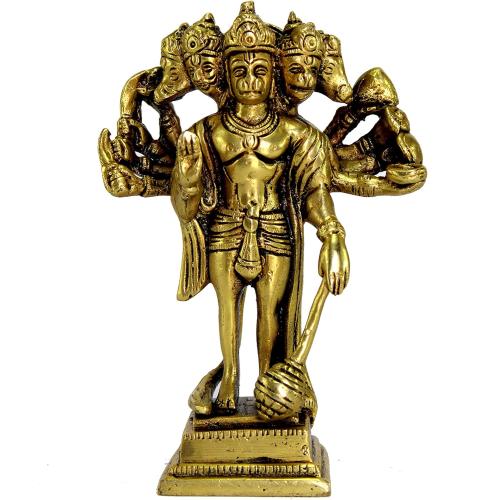 Gold 6.5 eSplanade Brass Panchmukhi Hanuman Anjaneya Pavan Putra Bajrangbali Idol Murti Moorti Statue (6.5 Inch)