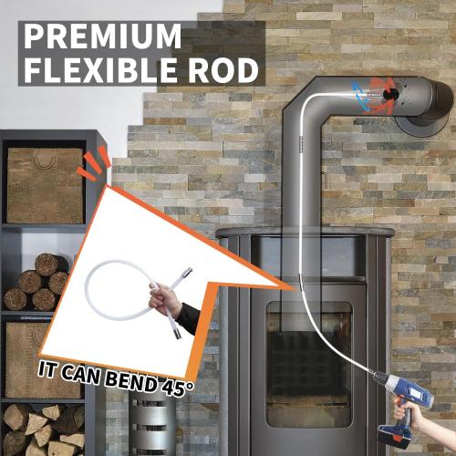 Sealegend 23 Feet Chimney Sweep Kit Chimney Brush Chimney Cleaning Kit and Rotary Chimney Cleaning System Fireplace Brush Tool with 7 Nylon Flexible Rods