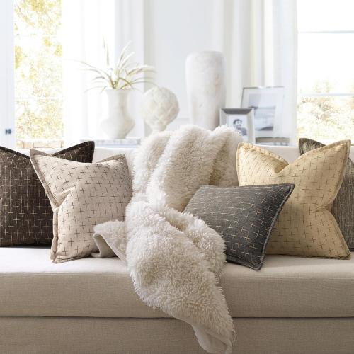 ZWJD Pillow Covers 24x24 Set of 2 Soft Polyester Textured Pillow Covers with Stylish Flange Edge Cozy Farmhouse Throw Pillows for Couch Bed Sofa Living Room