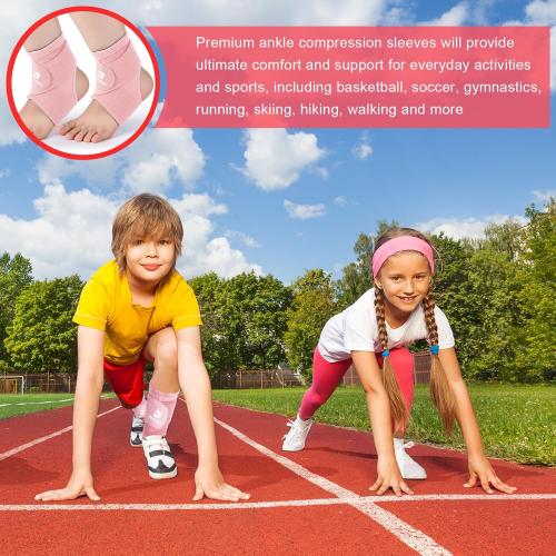 Honoson 2 Pcs Ankle Brace Kids Ankle Support for Sport Sprained Neoprene Breathable Compression Sleeve with Adjustable Wrap for Youth Child Boy Girl Plantar Fasciitis Achilles Tendonitis(Pink,S)