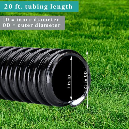 Black Pond Tubing ID 1” × 50ft Black Corrugated Flexible Reinforced Waterfall Pond Tube Sump Pump Hose, Non-toxic & Kinkproof (50 ft, 1 ID)