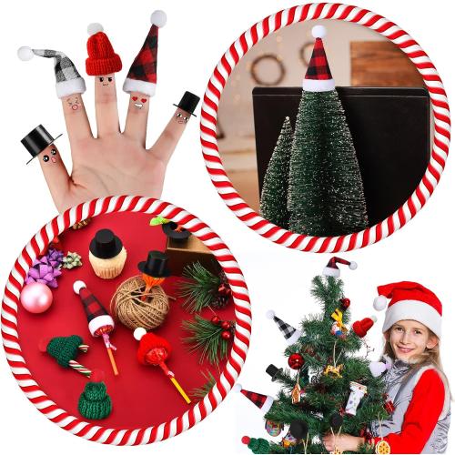 WILLBOND 120 Pcs Mini Santa Hats Set for Christmas Tree Ornaments, 6 Styles