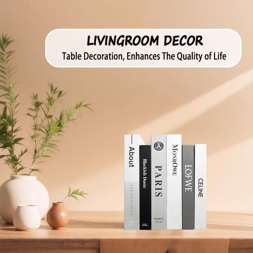 EFH 6 Pcs Faux Fashion Books for Home Decoration - Modern Aesthetic Living Room, Entryway, Coffee Table, and Shelf Decor (No.3 Set)