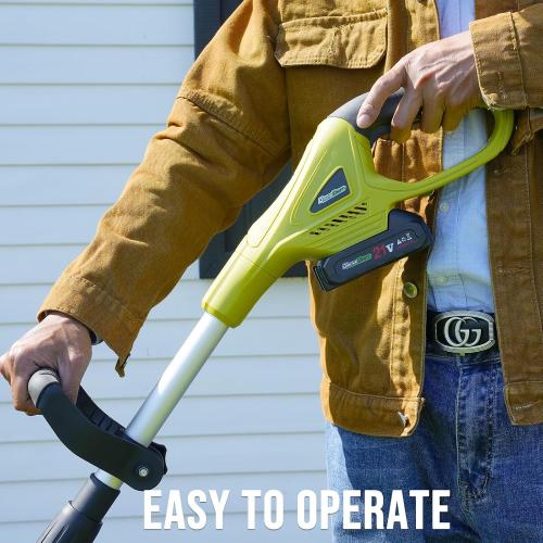 Green 20V Cordless Tiller Cultivator with 48 Steel Tines, 9-inch Wide Battery Powered Garden Cultivator, Mini Tiller for Lawn/Gardening/Soil Cultivation(2*2Ah Battery and Fast Charger Included)