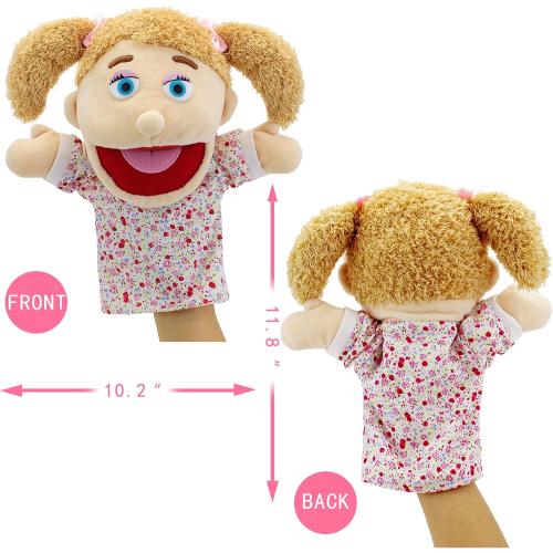Family Hand Puppets,Puppets for Kids Role Paly Family Members 13.4 INCH Multi-Ethnic Puppets Plush Soft Hand Puppets Family Puppets Story Toys, Puppets for Girls Boys Finger Puppets Puppet Set Gifts