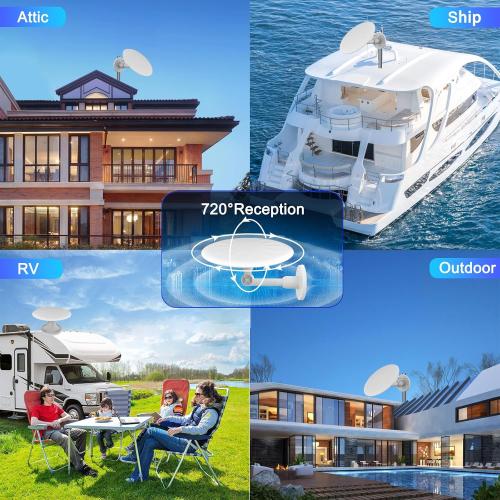 Omni Directional TV Antenna Outdoor, Outdoor Antenna for Smart TV, 720° Long Range Reception Digital HD Signal, with Super Signal Booster, for Attic/Camping/RV/Boat, 2026 Latest (White, XLL)