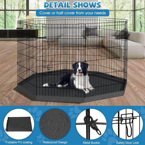 Peekaboo Dog Pen Pet Playpen Dog Fence Indoor Foldable Metal Wire Exercise Puppy Play Yard Pet Enclosure Indoor Outdoor 8 Panels 36 Inch with Bottom Pad/Top Cover(Black 36 Bottom Cover)