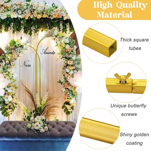 Fivenl Arch Backdrop Stand 6.6FT Balloon Arch Stand Stable Gold Wedding Arch Frame Metal Arch Backdrop Stand for Wedding Ceremony Birthday Party Bridal Baby Shower Banquet Decoration