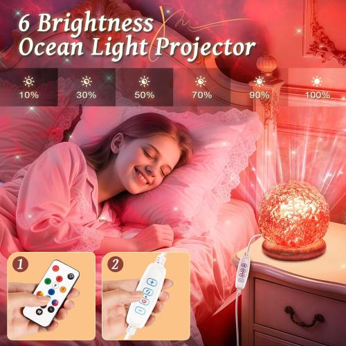 One Fire Ocean Projector for Bedroom,18-Color LED Mood Lighting,Girls Gifts