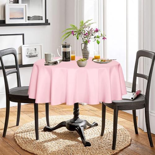 Fitable Pink Round Tablecloth 60 inch, Stain and Wrinkle Resistant Washable Polyester Table Cloth for Dining Buffet Parties and Camping