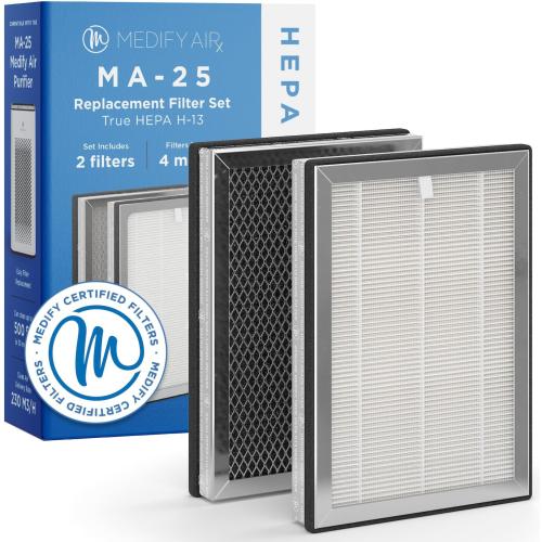 Medify MA-25 Genuine Replacement Filter Set for Allergens, Smoke, Wildfires, Dust, Odors, Pollen, Pet Dander | 3 in 1 with Pre-filter, HEPA and Activated Carbon for Removal to 0.3 Microns | 1-Pack