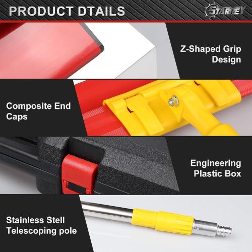 Drywall Skimming Blade Set with 30 - 48 Extension Handle 10in/16in/24in/32in Stainless Steel Skimming Blades for Wall Surface Smoothing Drywall Plaster Wallboard Includes Replaceable Blades