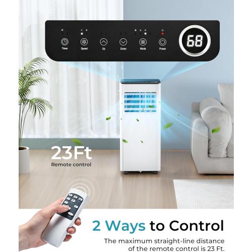 8,500 BTU Portable Air Conditioners, 4-in-1 Portable AC Unit Up to 350 Sq.Ft, 4 Modes Quiet Air Conditioner with Remote Control, Cool, Fan, Dehumidifier, 24H Timer, Bedroom, Office, Apartments
