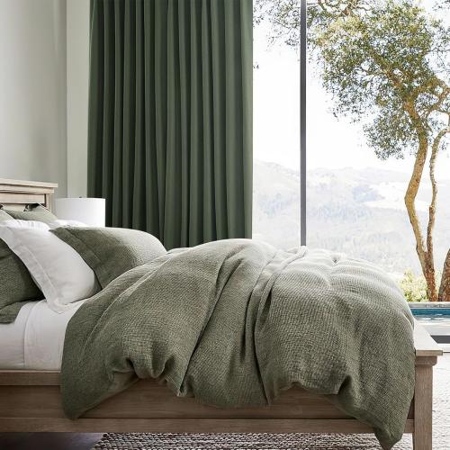 Dark Academia Decor Olive Green Textured Blackout Curtains Panels 108 Inches Lengh Large Window Extra Long Luxury Curtains for Living Room Flax Linen Drapes Pinch Pleated/Back Tab 9FT x2 Panels