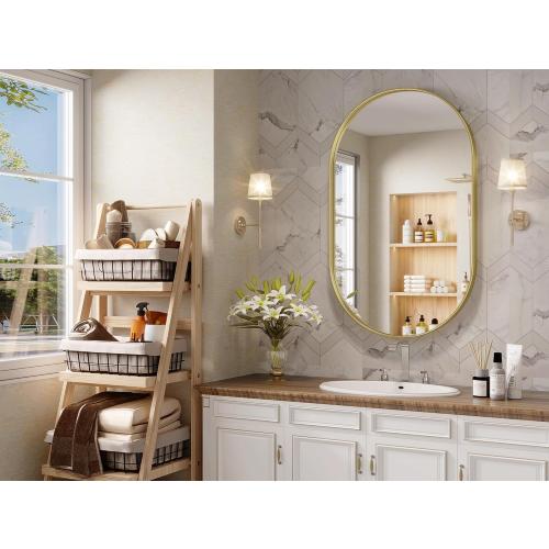 Gold 40x30 Oval Mirror, 40×30 Gold Bathroom Mirror, Oval Mirror for Bathroom, Gold Vanity Mirror for Wall, Entryway, Living Room, Wall Mount Mirrors Hangs Vertical or Horizontal