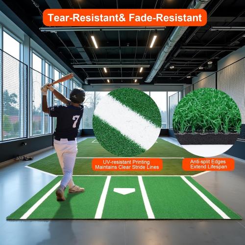 Baseball Hitting Mat, Home Plate Mat with Anti-Slide Rubber Back, Portable Batters Box Turf Mat Baseball for Hitting Practice - Indoor and Outdoor Use