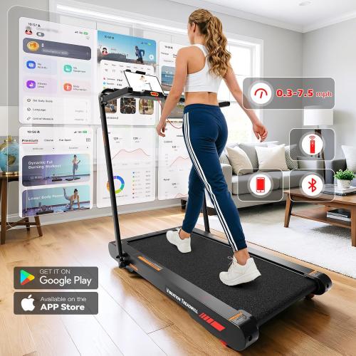 Folding Vibration Walking Pad Treadmill with Incline,4-in-1 Under Desk Treadmills for Home&Office,350LBS Capacity,0.3-7.5MPH Speed,LED Display,Portable Treadmill with APP