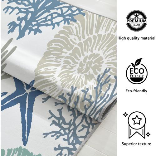 Tritard Coastal Area Rugs Nautical Beach Themed Non-Slip Machine Washable Rugs Modern Floor Carpet for Living Room Bedroom, 8x10, Blue