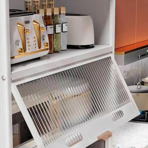 5-Tier Kitchen Storage Cabinet,Microwave Stand,Freestanding Kitchen Bakers Rack with 4 Rolling Casters,for Dining Room, Living Room and Study (White, 12.6X 27.6 x 57.3)