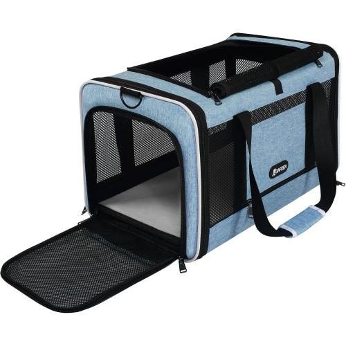 GAPZER Cat Carrier 18 x 11 x 11 Top Loading Soft Pet Travel Bag Over 15lbs | Portable Small Dog Puppy Car Travel Crate 10 lbs, Chihuahua Kennel Carry Case, Kitty Cloth Cage Medium Cat Under 25 lbs Blue