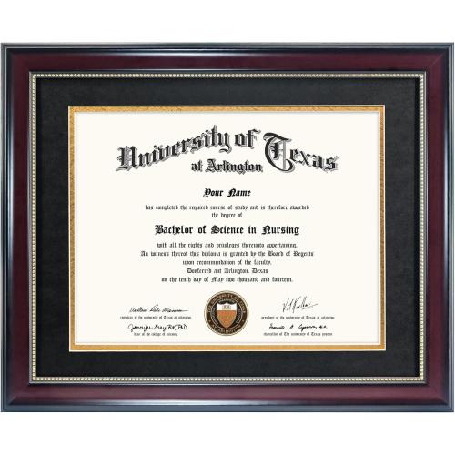 GraduationMall Size  8.5x11 Diploma Frame with Black over Gold Mat or Display 11x14 Document without Mat, UV Protection Acrylic, Mahogany with Gold Beads